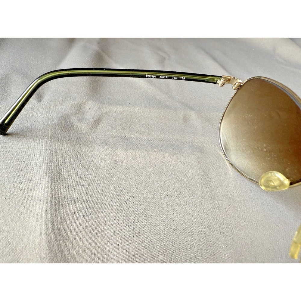 FENDI FS 5194 Aviator Sunglasses Light Gold‎ Green Designer Metal Double Bridge - Picture 5 of 8